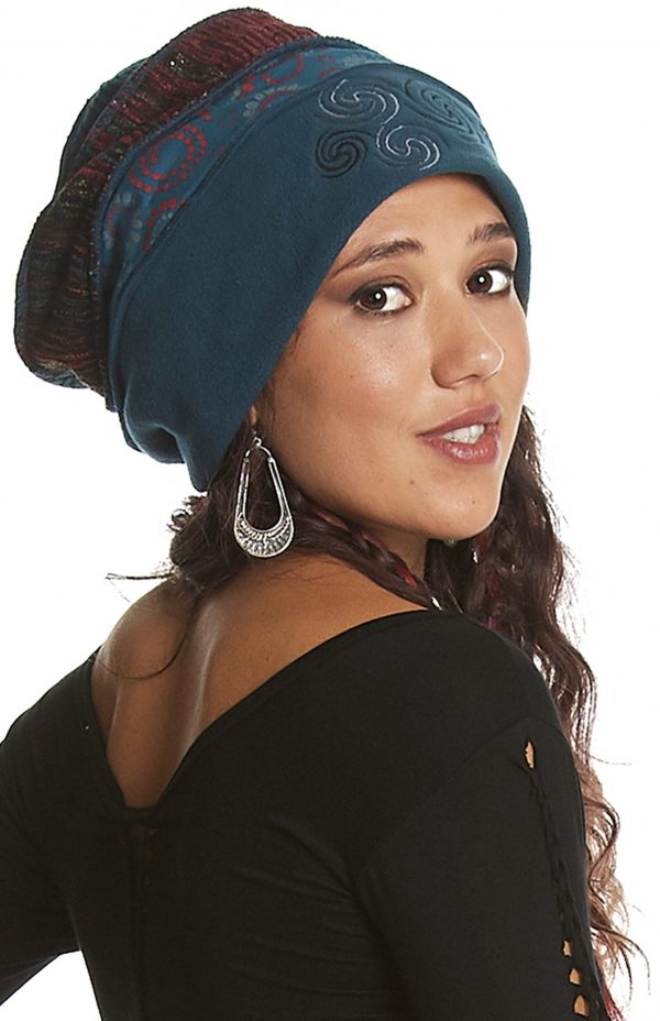 Embroidered fleece cloche hat